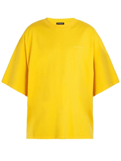 Balenciaga Self Help Print Cotton T Shirt In Corn