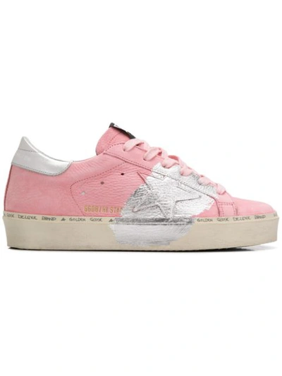 Golden Goose Hi Star Silver Paint Pink Leather Low-top Sneakers