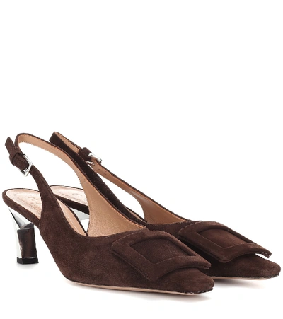 Marni 60mm Suede Slingback Pumps In Brown