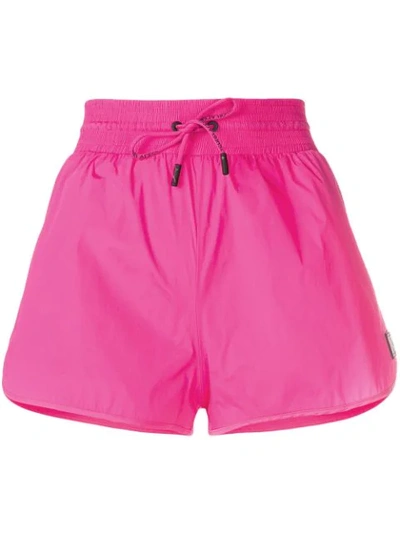 Off-white Rubber Logo Patch Nylon Shorts In Pink