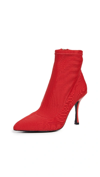 Alice And Olivia Irin Stretch Booties In Cherry