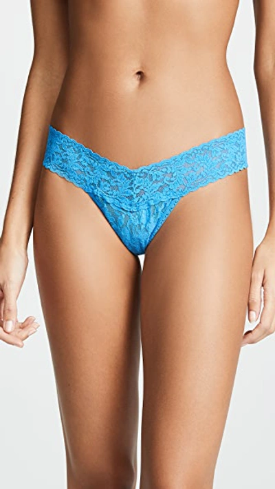 Hanky Panky Signature Lace Low Rise Thong In Laguna Blue