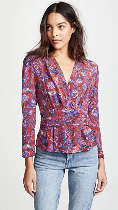 Iro Hurl Floral Print Silk Blouse In Red