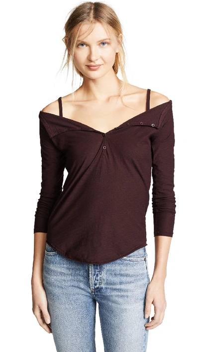 Nation Ltd Harlow Long Sleeve Top In Cabernet
