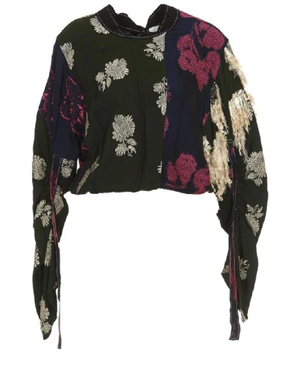 Phillip Lim Cropped Gathered Sleeve Shirt In Multi