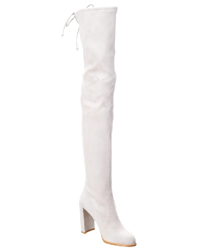 Stuart Weitzman Suede Over The Knee Boot In White