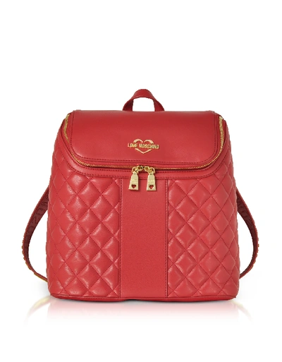 Love Moschino Quilted Eco Leather Backpack In Red