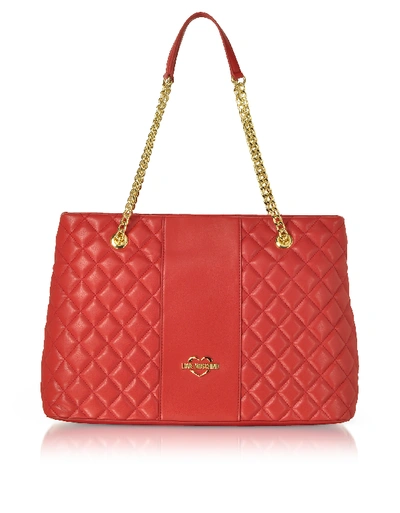 Love Moschino Quilted Eco Leather Tote Bag In Red