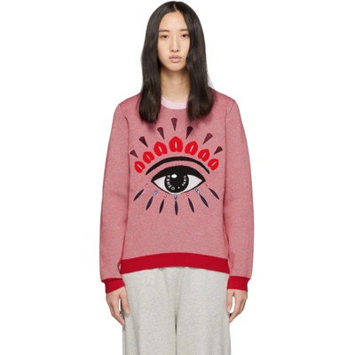 Kenzo Embroidered Eye Wool-blend Sweatshirt In Pink
