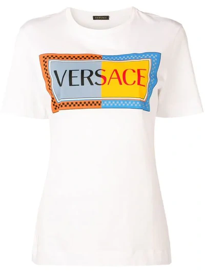 Versace Vintage Logo Cotton T-shirt In Optical White