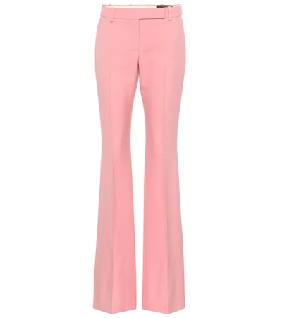 Alexander Mcqueen Mid-rise Flared Wool And Silk Pants In Pink
