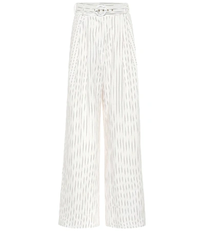 Zimmermann Corsage Striped Linen Pants In White | ModeSens