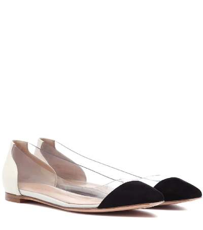 Gianvito Rossi Plexi Patent-leather And Pvc Point-toe Flats In Black