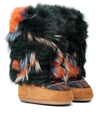 Yves Salomon X Moon Boot® Fur Ankle Boots In Multi