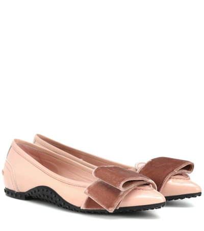Tod's X Alessandro Dell'acqua Patent-leather Ballet Flats In Pink
