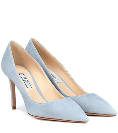 Prada Suede Pumps In Blue