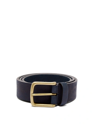 Anderson's Pebbled-leather Belt In Dark Blue
