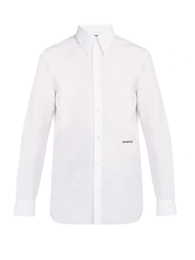 Calvin Klein 205w39nyc Logo-embroidered Cotton-poplin Shirt In Optic White