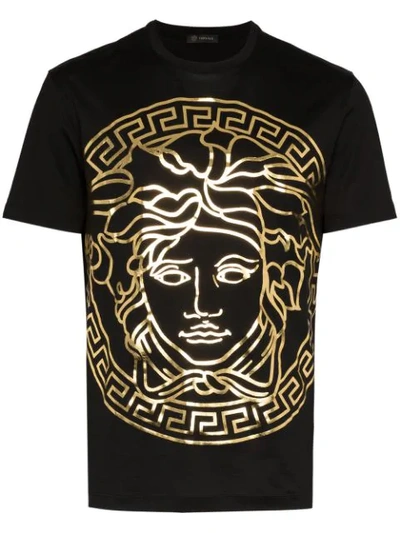 Versace Medusa Motif Print T-shirt In Black