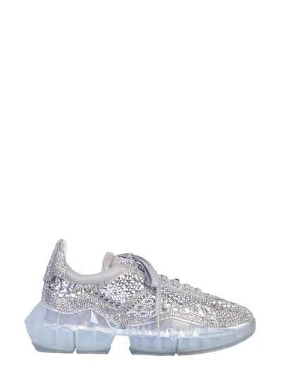 Jimmy Choo Diamond Crystal-embellished Metallic Sneakers In Silver