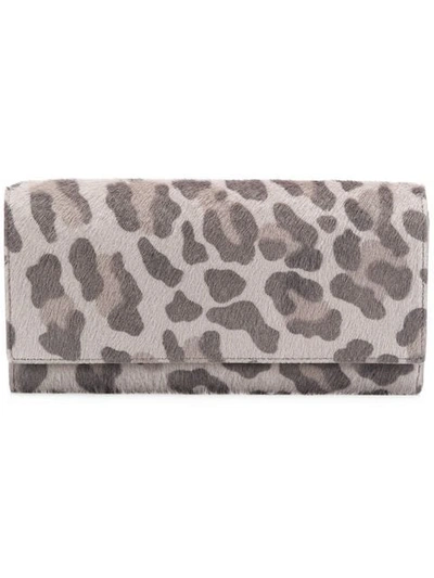 Thom Browne Leopard Print Pony Hair Long Wallet - Grey