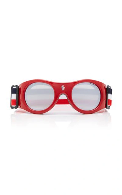Moncler Round-frame Ski Goggles In Red