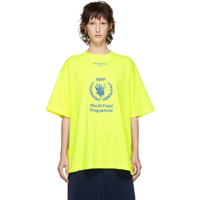 Balenciaga Logo-print Short Sleeve Cotton T-shirt In Yellow