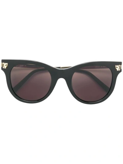 Cartier Round Frame Sunglasses In Black