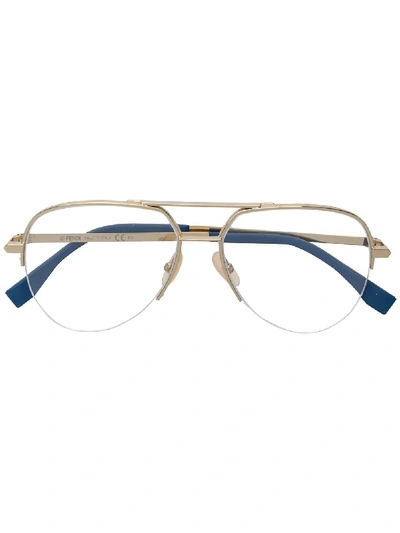 Fendi Eyewear Aviator Frame Glasses - Gold