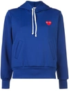Comme Des Garçons Play Heart-patch Navy Hoodie In Blue