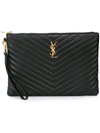 Saint Laurent Monogram Quilted Clutch Bag - Black