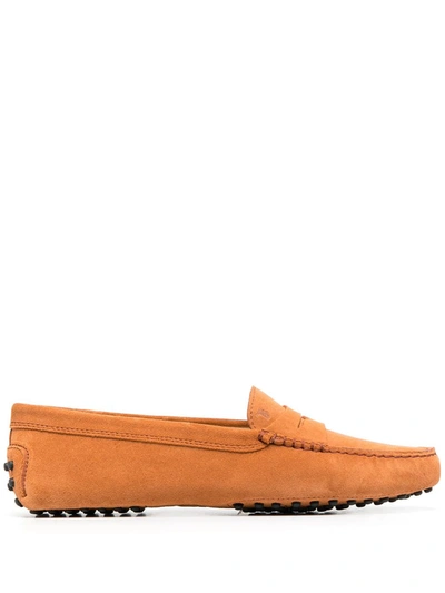 Tod's City Gommino Suede Loafers In Light Brown