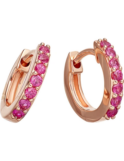 Astley Clarke Mini Halo 14ct Rose-gold Pink Sapphire Hoop Earrings