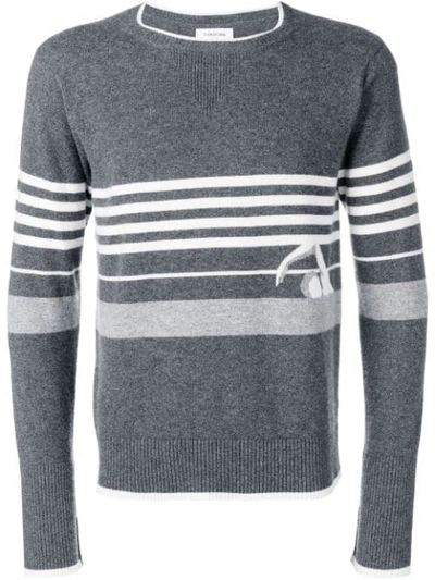 Thom Browne Swimmer Intarsia Cashmere Pullover In 035 Medium Grey