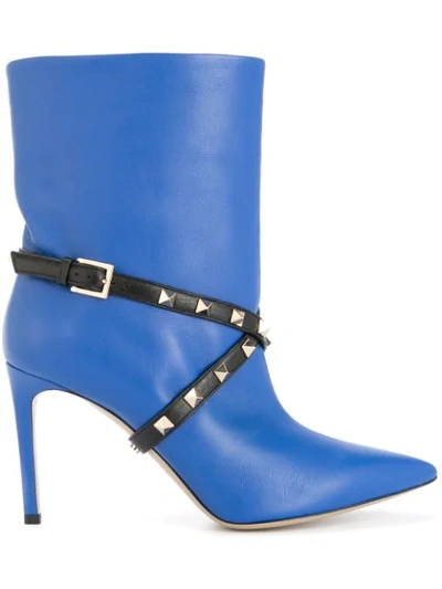 Valentino Garavani Studwrap Boots In Blue