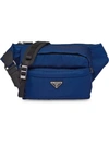 Prada Logo Plaque Crossbody Bag In Blue