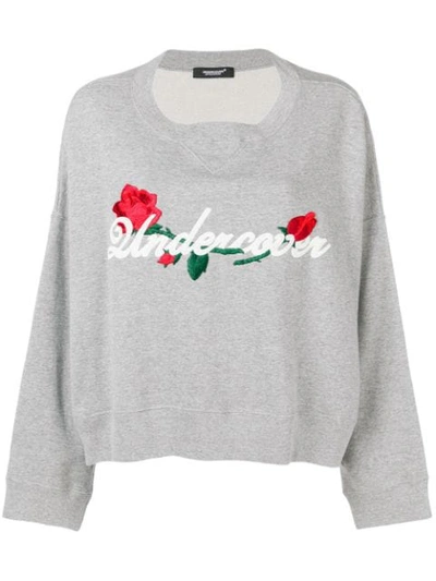 Undercover Embroidered Rose Sweatshirt In Grey