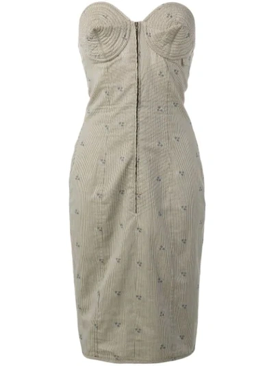 Pre-owned Jean Paul Gaultier Vintage 1985 Striped Bustier Dress In Brown