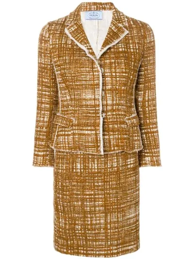 Pre-owned Prada Bouclé Two-piece Suit In Brown/cream