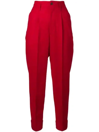 Pre-owned Comme Des Garçons 1991 High-waisted Tailored Trousers In Red