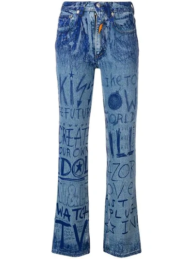 Pre-owned Walter Van Beirendonck Vintage Ink Writing Jeans In Blue