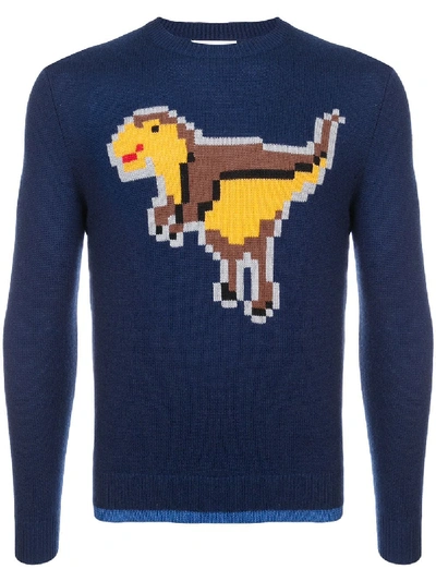 Coach Pixel Rexy Intarsia Knitted Sweatshirt - Blue