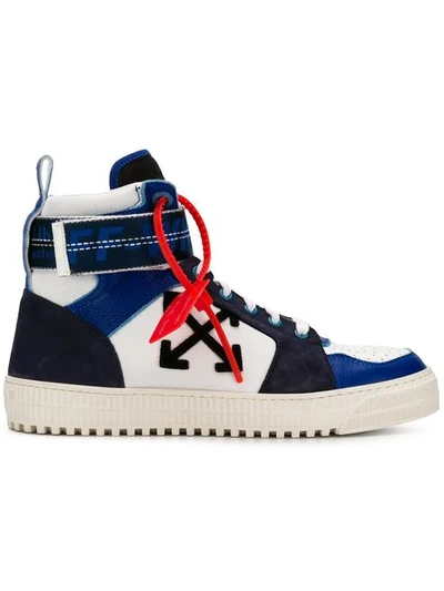 Off-white Industrial Panelled Ripstop, Suede And Leather High-top Sneakers In Blue