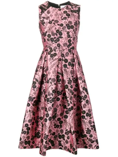 Erdem Floral Flared Dress In Pink