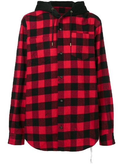 Mastermind Japan Hooded Check Shirt - Red