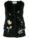 Caban Romantic Floral Embroidered Gilet - Black