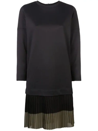 Akris Punto Pleated Hem Dress In Black