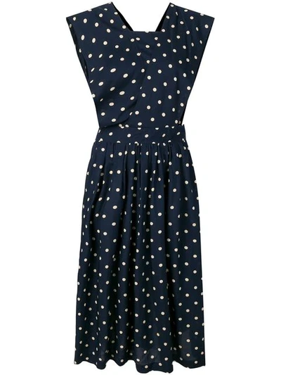 Pre-owned Comme Des Garçons Polka Dot Midi Dress In Blue