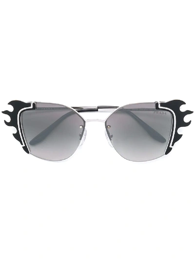 Prada Eyewear Fire Flames Cat Eye Sunglasses - Black