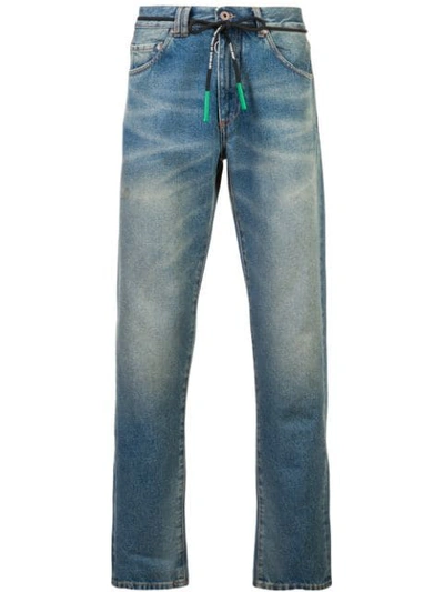 Off-white Men's Slim Low-crotch Jeans In Blue